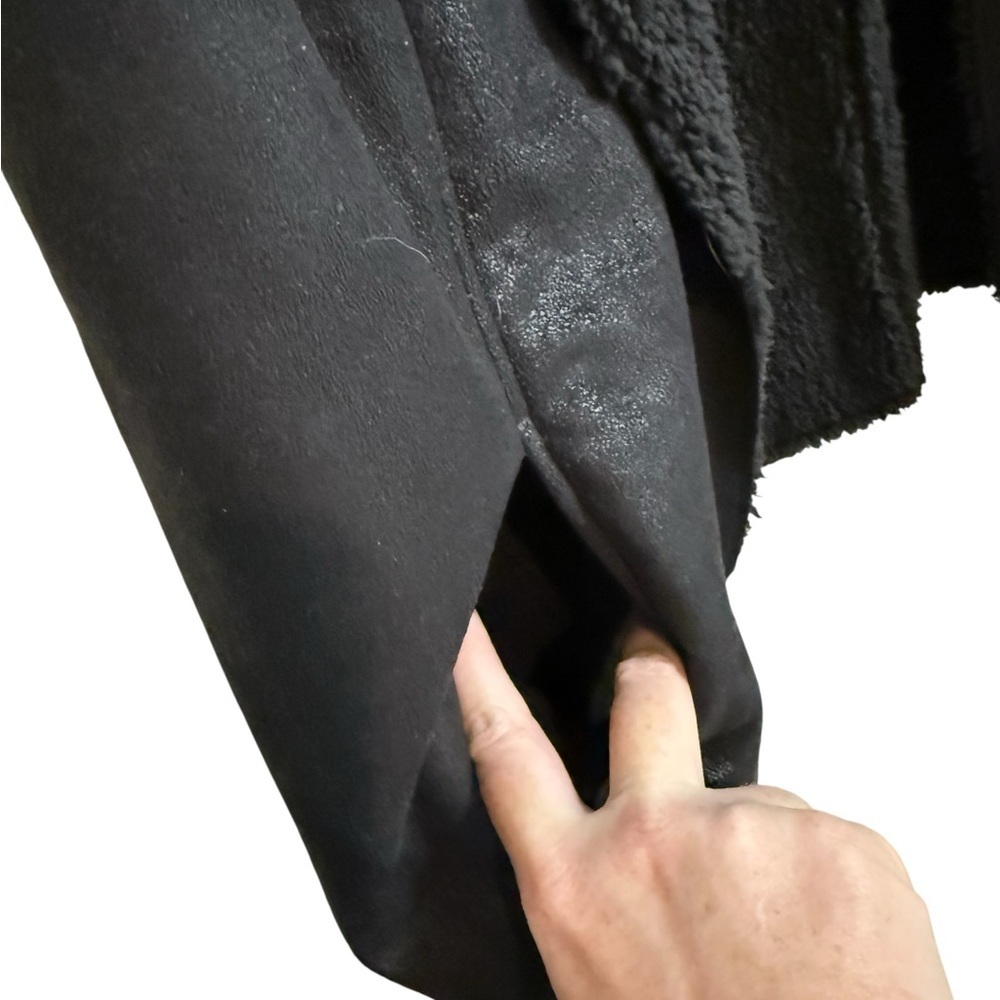 Style & Co Faux Suede Faux Fur Lined Draped Open Front Vest Women’s Size L Black - Picture 5 of 9
